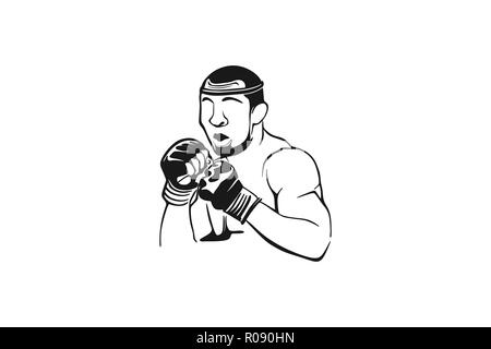 Boxing Player Logo Design Inspiration auf weißem Hintergrund isoliert Stock Vektor