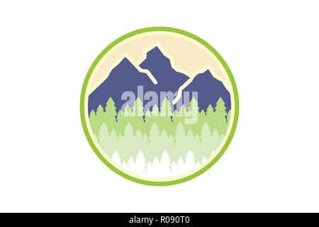 Berg- und Fichte, Landschaft Abenteuer Logo Design Inspiration auf weißem Hintergrund isoliert Stock Vektor