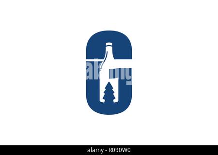 Buchstabe G und Glas Flasche productions Logo Designs Inspiration isoliert auf weißem Hintergrund Stock Vektor