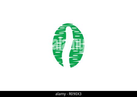 Grüne Kaffeebohne Logo Designs Inspiration isoliert auf weißem Hintergrund Stock Vektor