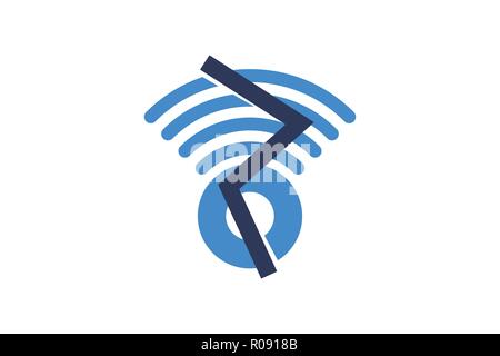 Radar, Signal, Wlan, Schaltplan Logo Designs Inspiration isoliert auf weißem Hintergrund Stock Vektor