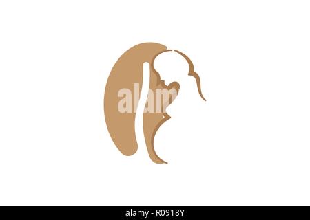 Schwangere Frauen und Kaffeebohne Logo Designs Inspiration isoliert auf weißem Hintergrund Stock Vektor