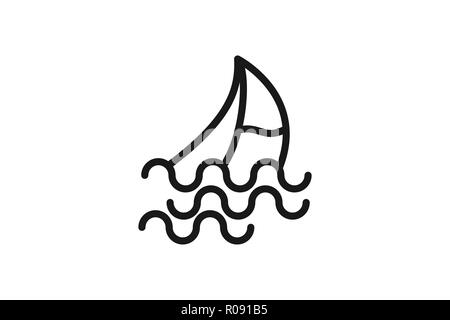 Schiff mono line Logo Designs Inspiration isoliert auf weißem Hintergrund Stock Vektor