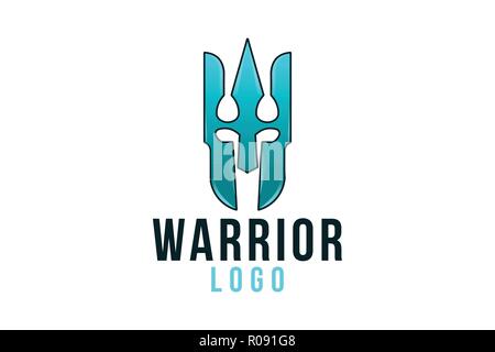 Schild Krieger, spartanische Logo Designs Inspiration isoliert auf weißem Hintergrund Stock Vektor