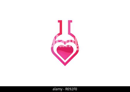 Liebe Labor Logo Designs Inspiration isoliert auf weißem Hintergrund Stock Vektor