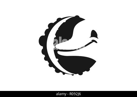 Octopus Füße, und Dolphin Kopf Logo Designs Inspiration isoliert auf weißem Hintergrund Stock Vektor