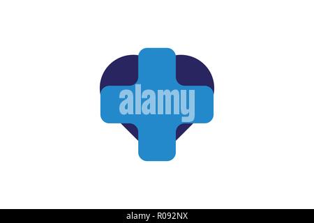 Blaues Kreuz, Medizinische gesunde Logo Designs Inspiration isoliert auf weißem Hintergrund Stock Vektor