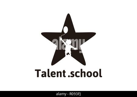 Talent der Schule, mit Kindern spielen Logo Designs Inspiration isoliert auf weißem Hintergrund Stock Vektor