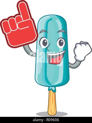 Schaum finger Eis geformt Stick auf Maskottchen Stock Vektor