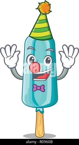 Clown Eis geformt Stick auf Maskottchen Stock Vektor