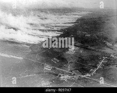 Ersten Weltkrieg Französisch gas Angriff in Flandern, Datum unbekannt. Stockfoto