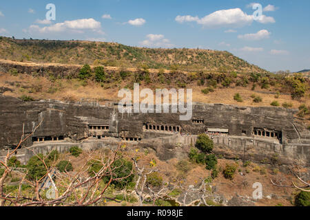 Anzeigen von Ajanta Höhlen, in der Nähe von Aurangabad, Maharashtra, Indien Stockfoto