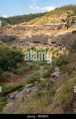 Anzeigen von Ajanta Höhlen, in der Nähe von Aurangabad, Maharashtra, Indien Stockfoto