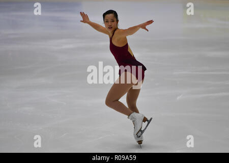 Helsinki, Finnland. 2. Nov 2018. Während in den Damen Kurzprogramm der ISU-GP von Eiskunstlauf Helsinki 2018 an der Helsinki Ice Hall (Helsingin Jaahalli) am Freitag, 02. November 2018. HELSINKI. (Nur redaktionelle Nutzung, eine Lizenz für die gewerbliche Nutzung erforderlich. Keine Verwendung in Wetten, Spiele oder einer einzelnen Verein/Liga/player Publikationen.) Credit: Taka Wu/Alamy leben Nachrichten Stockfoto