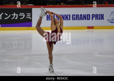 Helsinki, Finnland. 2. Nov 2018. Während in den Damen Kurzprogramm der ISU-GP von Eiskunstlauf Helsinki 2018 an der Helsinki Ice Hall (Helsingin Jaahalli) am Freitag, 02. November 2018. HELSINKI. (Nur redaktionelle Nutzung, eine Lizenz für die gewerbliche Nutzung erforderlich. Keine Verwendung in Wetten, Spiele oder einer einzelnen Verein/Liga/player Publikationen.) Credit: Taka Wu/Alamy leben Nachrichten Stockfoto