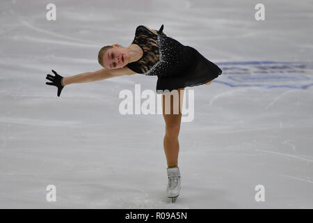 Helsinki, Finnland. 2. Nov 2018. Viveca Lindfors (FIN) während in den Damen Kurzprogramm der ISU-GP von Eiskunstlauf Helsinki 2018 an der Helsinki Ice Hall (Helsingin Jaahalli) am Freitag, 02. November 2018. HELSINKI. (Nur redaktionelle Nutzung, eine Lizenz für die gewerbliche Nutzung erforderlich. Keine Verwendung in Wetten, Spiele oder einer einzelnen Verein/Liga/player Publikationen.) Credit: Taka Wu/Alamy leben Nachrichten Stockfoto