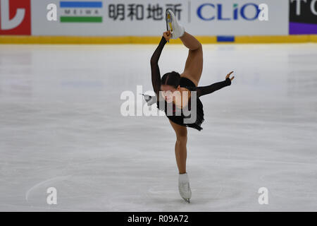 Helsinki, Finnland. 2. Nov 2018. Stanislava Konstntinova (RUS) während in den Damen Kurzprogramm der ISU-GP von Eiskunstlauf Helsinki 2018 an der Helsinki Ice Hall (Helsingin Jaahalli) am Freitag, 02. November 2018. HELSINKI. (Nur redaktionelle Nutzung, eine Lizenz für die gewerbliche Nutzung erforderlich. Keine Verwendung in Wetten, Spiele oder einer einzelnen Verein/Liga/player Publikationen.) Credit: Taka Wu/Alamy leben Nachrichten Stockfoto