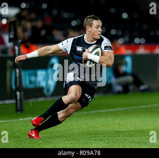 Swansea, Wales, UK. 2. Nov 2018. Liberty Stadium, Swansea, Wales; Guinness pro 14 der Fischadler Rugby v Glasgow Krieger; Hanno Dirksen der Fischadler Credit: Aktuelles Bilder/Alamy leben Nachrichten Stockfoto