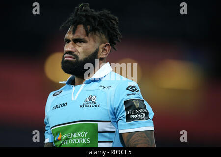 Swansea, Großbritannien. 02 Nov, 2018. Niko von Glasgow Matawalu Krieger. Guinness Pro 14 Rugby-Spiel, Fischadler v Glasgow Warriors Rugby an der Liberty Stadium in Swansea, Südwales am Freitag, den 2. November 2018. pic von Andrew Obstgarten/Alamy Live News Credit: Andrew Orchard sport Fotografie/Alamy leben Nachrichten Stockfoto