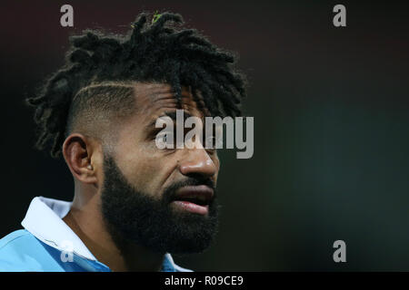 Swansea, Großbritannien. 02 Nov, 2018. Niko von Glasgow Matawalu Krieger. Guinness Pro 14 Rugby-Spiel, Fischadler v Glasgow Warriors Rugby an der Liberty Stadium in Swansea, Südwales am Freitag, den 2. November 2018. pic von Andrew Obstgarten/Alamy Live News Credit: Andrew Orchard sport Fotografie/Alamy leben Nachrichten Stockfoto