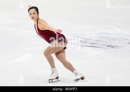 Helsinki Ice Hall, Helsinki, Finnland. 2 Nov, 2018. Angela Wang (USA), 2. NOVEMBER 2018 - Eiskunstlauf: ISU Grand Prix 2018/2019 Helsinki Grand Prix der Frauen 2018 kurzes Programm an der Helsinki Ice Hall, Helsinki, Finnland. Credit: D. Nakashima/LBA/Alamy leben Nachrichten Stockfoto