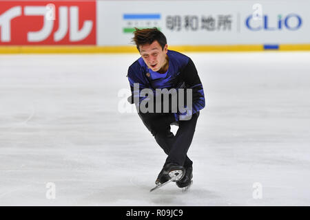 Helsinki, Finnland. 03 Nov, 2018. Alexei Bychenko (ISR) während in Men's Programm der ISU-GP von Eiskunstlauf Helsinki 2018 an der Helsinki Ice Hall (Helsingin Jaahalli) am Samstag, 03. November 2018. HELSINKI. (Nur redaktionelle Nutzung, eine Lizenz für die gewerbliche Nutzung erforderlich. Keine Verwendung in Wetten, Spiele oder einer einzelnen Verein/Liga/player Publikationen.) Credit: Taka Wu/Alamy leben Nachrichten Stockfoto