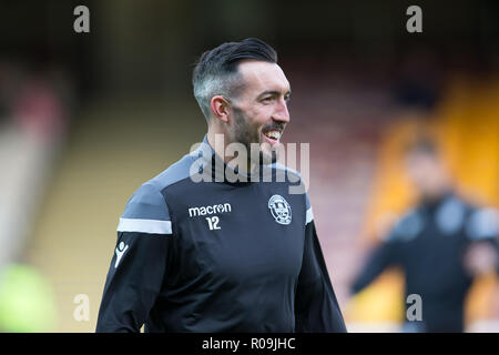 Fir Park, Motherwell, Großbritannien. 3. November, 2018. Ladbrokes Premiership Fußball, Motherwell gegen Dundee; Ryan Bowman von Motherwell im Warm up Credit: Aktion plus Sport/Alamy leben Nachrichten Stockfoto