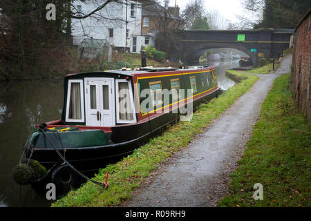 15-04 günstig auf dem Grand Union Canal, am frühen Morgen in Hunton Bridge, in der Nähe der Leavesden, Hertfordshire, England Stockfoto