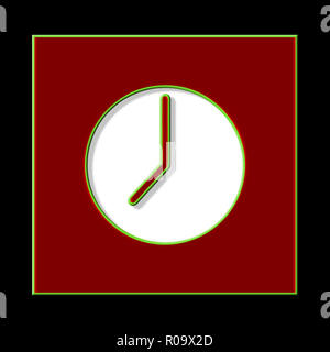 Quadratisches Bild von einfachen aber modernen Uhr mit Zeit ungefähr auf 8 Uhr eingestellt. Stockfoto
