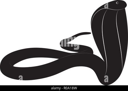 Vector Illustration für die furchtsame Predator die Königskobra Schlange in Schwarz und Weiß Stock Vektor