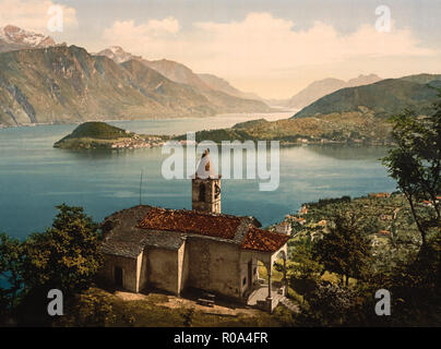 Capello St. Angelo und Blick auf Bellagio, Comer see, Italien, Photochrom Print, Detroit Publishing Company, 1900 Stockfoto