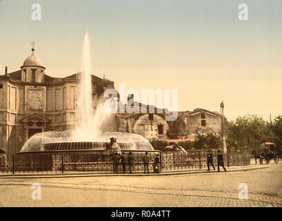 Neue Brunnen und Diokletian im Frühling, Rom, Italien, Photochrom Print, Detroit Publishing Company, 1900 Stockfoto