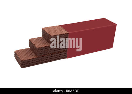 Heap chocolate Wafer auf weißem Hintergrund Stockfoto