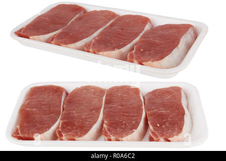 Die Stücke von raw Filetsteak in Feld Stockfoto