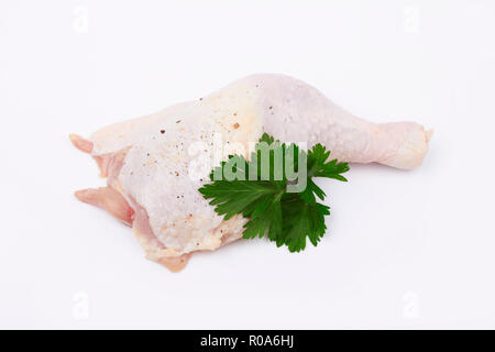 Frisches Huhn Drumstick auf Weiß Stockfoto