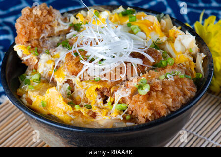 Japanische gebratenes Schweinefleisch und Eier Suppe oder KATSUDON. Stockfoto