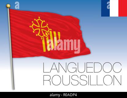 Languedoc Roussillon regionale Flagge, Frankreich, Vektor, Abbildung Stock Vektor