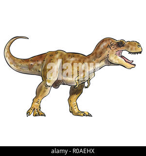 T-rex Digitale Aquarelle Illustration, eingefärbt Stockfoto