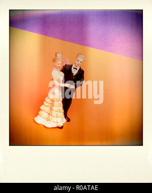 Polaroid von Hochzeitstorte Topper Stockfoto