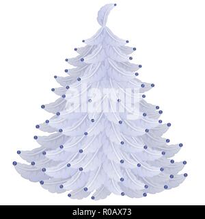 Weihnachtsbaum aus flauschigen federn auf weißem Hintergrund. Vector Illustration. Stock Vektor