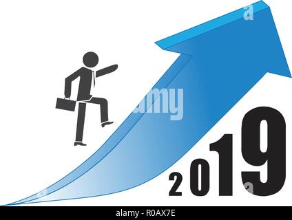 Unternehmer gehen auf trendige Pfeil 2019 Erfolg planen Stock Vektor