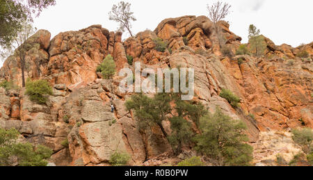 Klettern bei Pinnacles National Park, Kalifornien, USA. Stockfoto