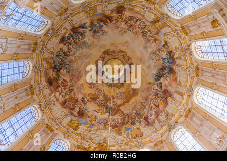 Kuppelfresken, Kloster Ettal, Ettal, Bayern, Deutschlandinterior, Innen, innen Stockfoto