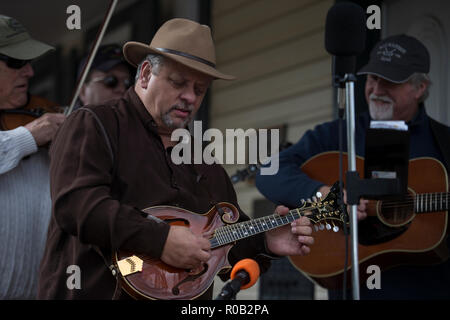 Usa - November 3, 2018: Willow Zweig bluegrass Band spielt während der Unison Heritage Day Ereignisse, die heute auf der Hauptstraße in der Vill gehalten wurden Stockfoto