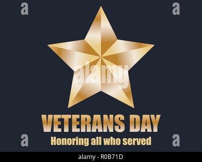 Veterans Day 11. November. Ehrt alle, die dienten. Gold Star. Vector Illustration Stock Vektor