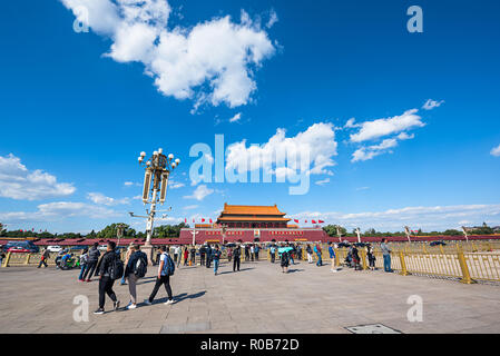Tian'anmen Platz am Vorabend des Nationalen Tag Stockfoto