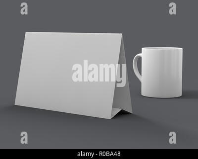 Mock up Menü frame oder Kalender auf dem Tisch. 3D-Rendering Stockfoto