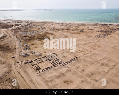 Al Zubara (Az Zubara), alten arabischen Stadt ruiniert, nord-westliche Küste der Halbinsel Katar, Al Shamal. UNESCO-Weltkulturerbe. Historische por Stockfoto