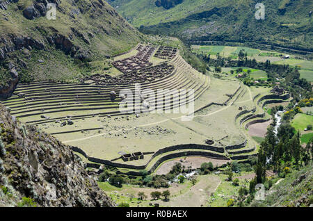 Patallacta, Llactapata oder Q'Ente Marka archäologische Stätte auf dem Inka Trail, Peru Stockfoto