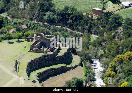 Patallacta, Llactapata oder Q'Ente Marka archäologische Stätte auf dem Inka Trail, Peru Stockfoto